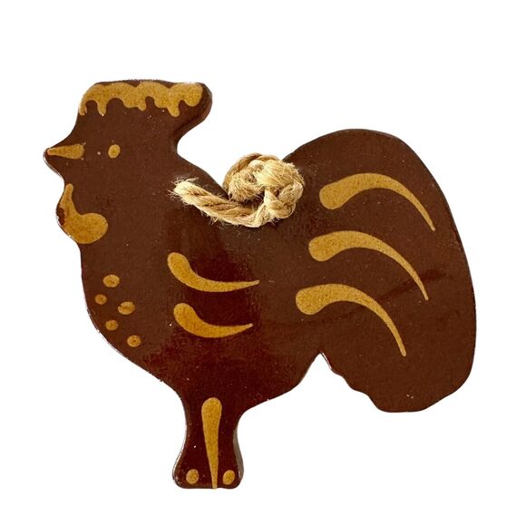 Foltz Pottery Pennsylvania Chicken Wall Hanging 7" Tall Left Facing Terracotta - Picture 1 of 4